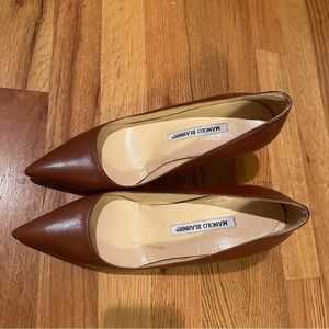 Camel Manolo Blahnik 70mm Lambskin Pumps